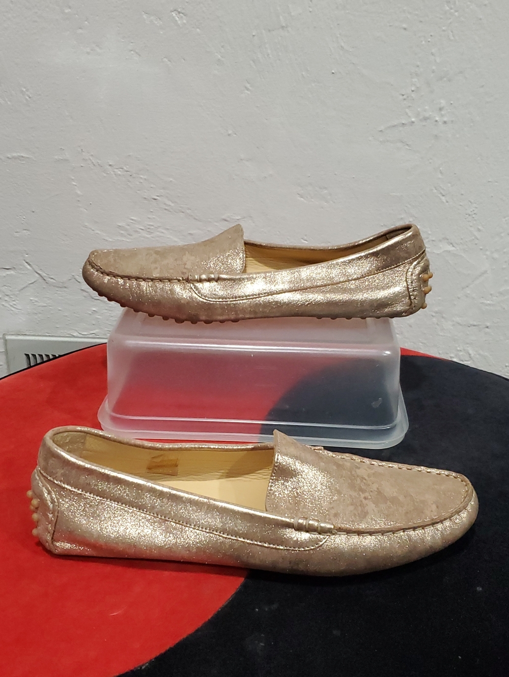 M. Gemi The Felize Metallic Leather Driving Loafers Size 42 Or 11